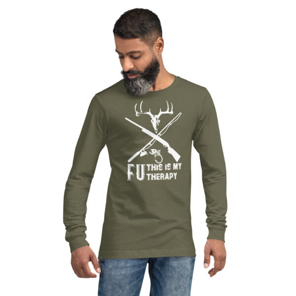 Hunting and Fishing is my therapy long sleeve army green shirt